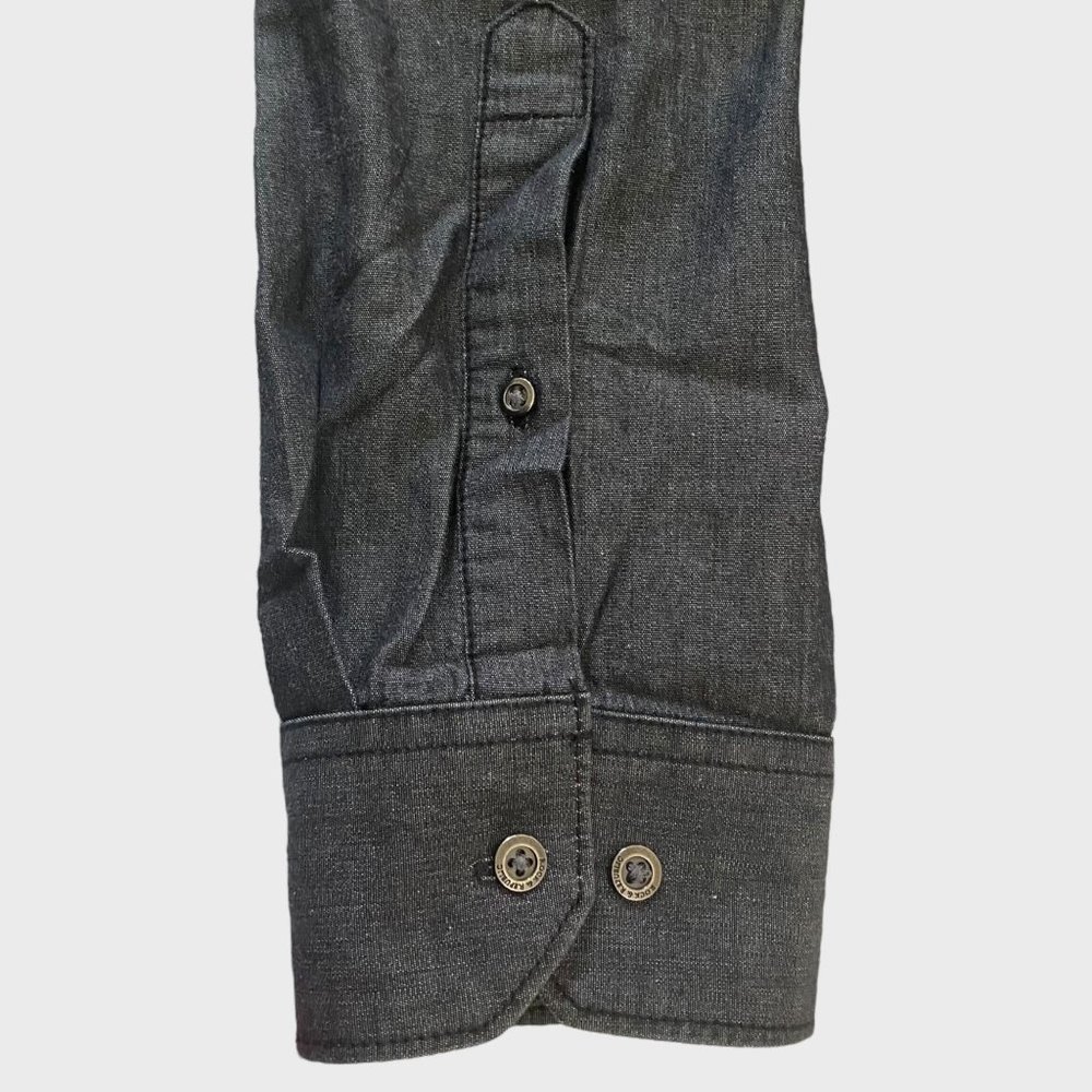 Rock & Republic Button-Up Shirt Mens XXL Dark Gray Denim Casual Long Sleeve - Picture 10 of 15